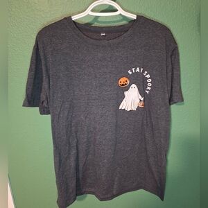 Stay Spooky Ghost Halloween Graphic T-Shirt 2XL Gray